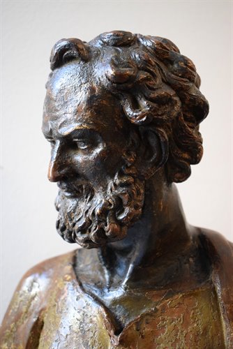 "Saint Peter" Bronze and terracotta sculpture